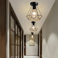 Miniatyrbillede 3 af 5: Retro Hamp Rebløft Lampe E27 Metal til Soveværelse Stue Loft Sort - Sort