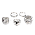 Miniatyrbild 4 av 4: 5-pack Carving Elephant Round Stone Stacking Ring för Kvinnor Retro Knuckle Smycken