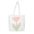 Miniatyrbild 1 av 5: Mediumblommig Canvas Tote Bag för Universitetsstudenter, Blommiga Shopping Canvasväskor, Initialer Återanvändbara Väskor Vit
