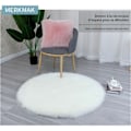 Miniatyrbillede 1 af 5: Plys Rug Rund Gulvmatte Imitation Uld Ren Hvid Stue Soveværelse Areal Rug - Rund 100Cm