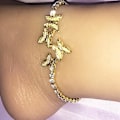 Pikkukuva 3 / 3: Perhonen Anklet-Rannekoru Seos- ja Strassikoristeinen Ranne- ja Jalkaketju Elegantti Koru Gold