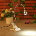 Flexibel LED-bordslampa Skrivbordsstativ USB-klämma Sängstudie Läsbok Strömlampa Silver