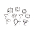 Miniatyrbild 2 av 4: 10 st Kvinnors Retro Falsk Opal Rhinestone Knuckle Midi Finger Stacking Joint Ring
