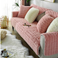 Miniatyrbild 5 av 5: Modern enkel plysch soffa kudde, universell allomfattande varm tjock soffa överdrag, tatami fönsterbräda kudde (Rosa, 70*70)