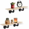 Miniatyrbillede 5 af 5: Stykker Væg Hylde Opbevaring Rack Flydende Bræt Træ Hylde Hylder til Stue Soveværelse Køkken Kontor (Træ Farve)