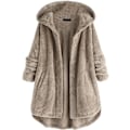 Miniatyrbild 1 av 3: Khaki 4XL plus-size fleece-huvtröja för kvinnor khaki 4XL