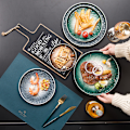 Miniatyrbilde 3 av 5: Runde fruktfat i keramikk med steinstruktur, grønn, 6 tommer (15,5 * 15,5 * 2,5 cm)