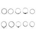 Miniatyrbillede 1 af 4: 10 stk./sæt Kvinders Punk Vintage Rhinestone Ætset Hul Midi Knogle Ring Sæt Silver