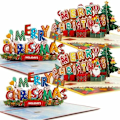 Miniatyrbild 1 av 5: Paket med Merry Christmas Pop Up-kort, 14 x 20 cm handgjorda 3D-julkort Pop Up-julkort med kuvert a