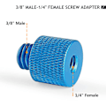 Pikkukuva 3 / 5: Ruuviadapteri 1/4&quot; naaras - 3/8&quot; uros, 3/8&quot; naaras - 1/4&quot; uros ruuvi mikrofonitelineeseen, kolmijalka ruuvikierteinen sovitin (sininen)