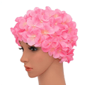 Miniatyrbillede 1 af 4: Badehætte til kvinder i vintage stil, blomsterprint, retro stil, pink,