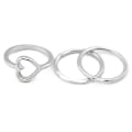 Miniatyrbillede 2 af 4: 4 stk./sæt Rhinestone Blad Hjerte Over Knuckle Midi Stack Ring Boho Party Smykker Silver