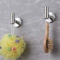 Miniatyrbillede 2 af 5: Sølv badeværelses krog SUS 304 rustfrit stål enkelt håndklæde/badekåbe krog, velegnet til badeværelse og køkken (2 stk sølv perforeret rustfrit stål rou