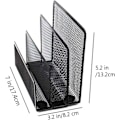 Miniatyrbillede 2 af 5: Mailkurv med 3 rum, metalnet brevkasse, til dokumenter, papirer, breve, sort