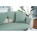Miniatyrbillede 2 af 5: Moderne og enkel vævet vasket bomulds sofa pude, stof anti-slip læder sofa betræk pude (Ternet grøn, 90*160CM)