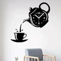 Miniatyrbild 4 av 4: Kreativ Tekanna Klocka Väggklocka, 3D Akryl Kaffe Te Kopps Väggklocka, Svart