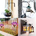 Miniatyrbild 2 av 4: Piao växtkrukahållare blomkruka hängande hållare järnväggkrok blomkruka hängande väggfäste krok för hängande planteringsmaskiner fågelholkar lykta vindspel vägglampa 2pcs White