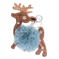 Miniatyrbillede 1 af 3: Jule Elg Pompon Nøgleringe Delikat Bedårende Fluffy Bold Nøgleringe Håndtaske Hængende Vedhæng (lys grå) Sky-blue