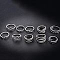 Miniatyrbilde 4 av 4: 9 stk Vintage Kvinners Hule Utskjæringsblomsterblader Åpen Knuckle Ringsett