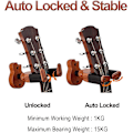 Miniatyrbillede 3 af 5: Guitarvægmontering, Væghængt Guitarstøtteholder Automatisk Lås Træ Guitarstativ Væghængt Guitarstativ Til Klassisk Bas Ukulele Guitarophæng