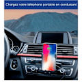 Miniatyrbillede 2 af 5: Billader til trådløs bil, induktiv trådløs billader til telefonholder til CD-slot, Iphone, Samsung, Huawei, LG (sort)-
