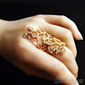 Miniatyrbillede 4 af 5: Kvinde Mode Skinnende Rhinestone Hul Blad Led Knogle Ring Smykker Silver