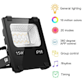 Pikkukuva 2 / 5: LED-ulkovalaisimet, 15W Bluetooth-älysovelluksen ohjaus, väriä vaihtavat RGB 100W vastaavat IP66, UK 3-liitäntä, 2 pakkausta