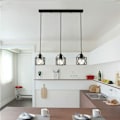 Miniatyrbild 2 av 5: Chandelier Hänglampa Metallbur Modern Taklampa E27 för Sovrum Vardagsrum Korridor Svart - Rektangulär Bas - B