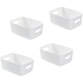 Miniatyrbilde 1 av 5: Sett med 4 hvite plast oppbevaringskurver, plast oppbevaringskurv, plastkurv med håndtak for stablebare skap, kjøkken, soverom, bad, Of