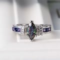Miniatyrbillede 4 af 5: Moderne dame ring med farverige kubiske zirkonia, ikke let at bryde, luksusmode fingerring til banket US 9