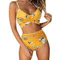 Miniatyrbild 1 av 2: Kvinnor Tie Dye Push Up Vadderad Bikini Set Hög Midja Baddräkt Baddräkt Strandkläder Yellow XL