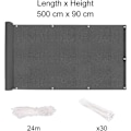 Pikkukuva 2 / 5: Parvekkeen näkösuoja, 90 X 500cm Hdpe parveke markiisi puutarhaan tuuli- ja UV-suojalla, ja varustettu ruostumattomilla metallirenkailla, kaapelipandat ja