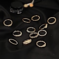 Miniatyrbillede 2 af 4: 12 stk. Dame Retro Twisted Carved Knuckle Finger Ringe Rhinestone Ring Sæt Smykker