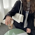 Miniatyrbild 5 av 5: Dam Satchel Läder Tote Väska Mode Dam Axelväska (vit)