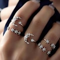 Miniatyrbillede 2 af 4: 5 stk./sæt Mode Kvinder Rhinestone Indlagt Månestjerne Blomst Stak Midi Ring