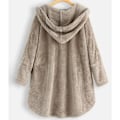 Miniatyrbild 2 av 3: Khaki 4XL plus-size fleece-huvtröja för kvinnor khaki 4XL