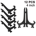 Miniatyrbillede 1 af 4: Piao 12 stk. Plastik Staffeli Pladeholdere, Pladeholdere, Foldbare Plader, Display Stativer Til Præsentation Af Samlingsplader, Skålholdere, Bøger, P Black 4 inch
