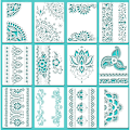 Miniatyrbillede 1 af 5: 12 stk. store mandala stencils genanvendelige mandala maling skabeloner 8,3 x 11,7 tommer blomsterdesign stencil mandala tegning