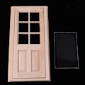 Miniatyrbild 5 av 5: 2x 1/12 Trä 8 Fönster Yttre Enkel Dörr för Dockhus DIY Tillverkning