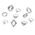 Miniatyrbild 1 av 4: 10 st Kvinnors Retro Falsk Opal Rhinestone Knuckle Midi Finger Stacking Joint Ring