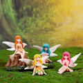 Miniatyrbild 2 av 5: 4-pack Blomsterfe Statyer Cartoon Hög Simulation Realistisk Flygande Ving Tredimensionell Dekorativ Harts Blomsterfe Miniatyrer Mikrolandskap