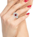 Miniatyrbillede 4 af 4: 3 stk. Elegante Kvinders Faux Ruby Rhinestone Indlagt Finger Ring Bånd Smykker Gave US 5
