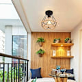 Miniatyrbillede 4 af 5: Retro Hamp Rebløft Lampe E27 Metal til Soveværelse Stue Loft Sort - Sort