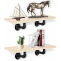 Miniatyrbillede 3 af 5: Stykker Væg Hylde Opbevaring Rack Flydende Bræt Træ Hylde Hylder til Stue Soveværelse Køkken Kontor (Træ Farve)