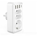Miniatyrbillede 1 af 5: Total USB Multistikkontakt, 4000W (16A) strømskinne med USB, 3 USB-porte og 1 USB-C port (3 stikkontakter)