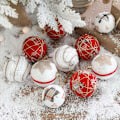 Miniatyrbilde 1 av 5: 24 stk juledekorasjoner trepynt juledekorasjonskule for Merry Christmas DIY-fest