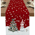 Miniatyrbillede 1 af 5: Glædelig Jul Bordløber 90 Tommer Lang Vaskbar Burlap Linen Bordkollektion til Spisning, Fest, Middag, Ferie, C