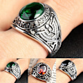 Miniatyrbillede 3 af 5: Ring Punk Oval Form Rhinestone Indlagt Punk Klassisk Ring Til Fest Red 12