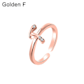 Pikkukuva 1 / 5: Muodi Naiset Yksinkertainen A-Z Englannin Aakkoset Kirjain Timantti Avorenkaan Korut Rose Gold F