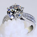 Miniatyrbillede 2 af 3: Damen Mode Zirkon Inlay Ring Luxus Versilberte Legierung Fingerring Schmuck 8